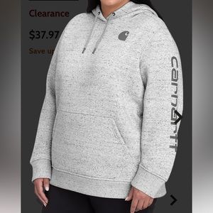 Carhartt Ladie’s Clarksburg Sleeve Logo Long-Sleeve Hooded Sweatshirt.